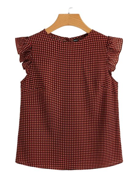 

allover print ruffle blouse x5kf#, White