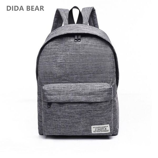 

dida bear brand canvas men women backpacks large school bags for teenager boy girls travel lapbackbag mochila rucksack grey 220817