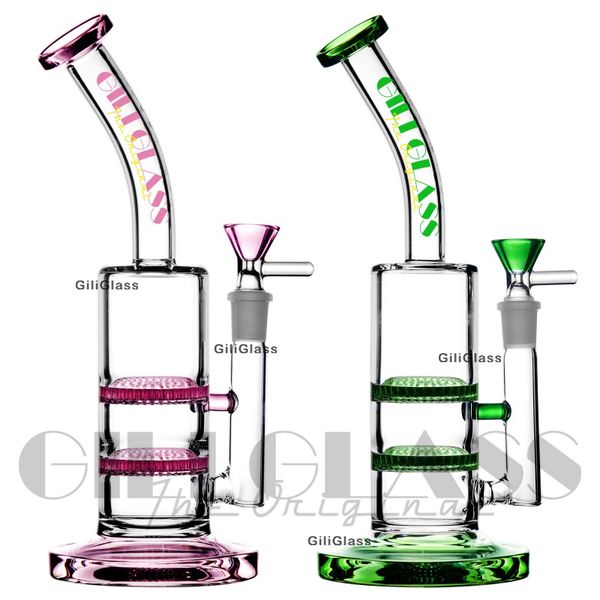 10 polegadas duplas honeycomb hookahs tornado por pina dab rig bong twey tubs ilosses de cera de água fumando tubos de vidro prego