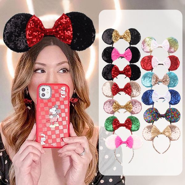 

women headband hair band accessories for women sequins bow girls headbands birthday party hairbands, Slivery;white