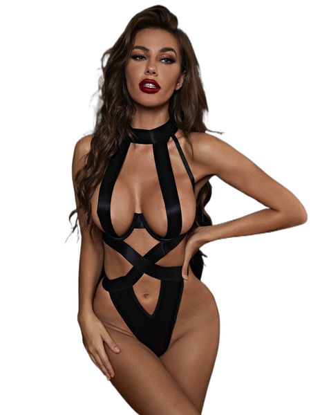 

cut out underwire teddy bodysuit i7yc#, Black;red