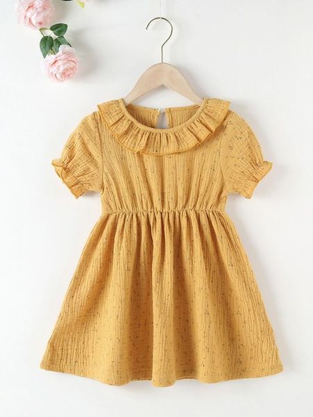 

toddler girls ditsy floral puff sleeve ruffle trim dress she, Red;yellow