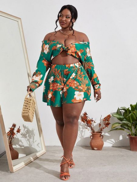 

sxy plus floral print button front blouse c7dd#, Black