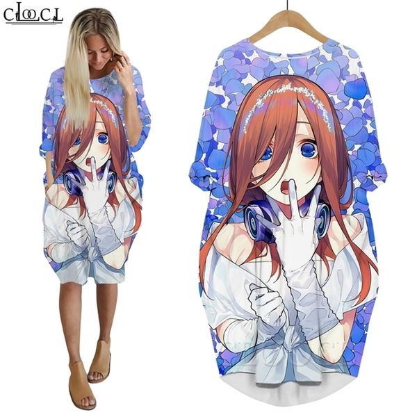 

women dress quintuplets quintessential anime 3d printed loose daughter skirt fashion pocket female dresses w220616, Black;gray