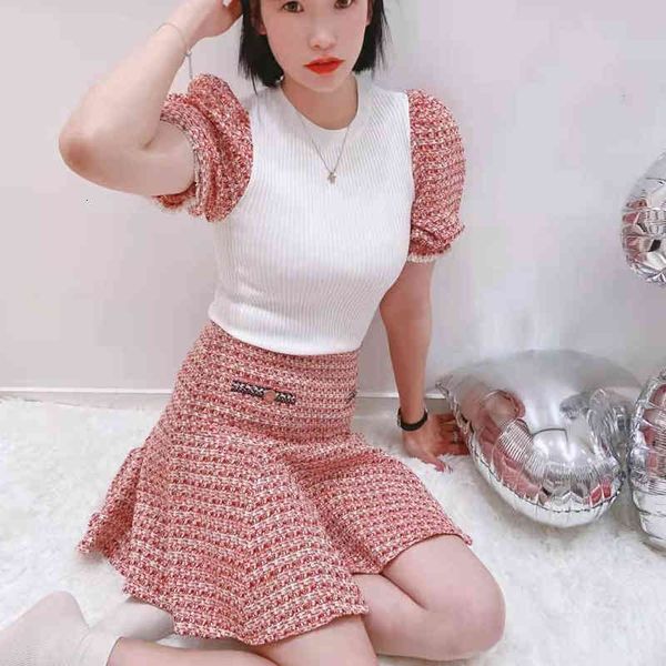

skirts early spring women's dress french elegant tweed skirt, Black