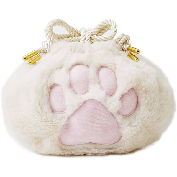 Zampa di gatto, borsa per trucchi piatta, con coulisse, da viaggio, per cosmetici, organizer per articoli da toeletta, carino fagiolo per le dita dei piedi per donne e ragazze