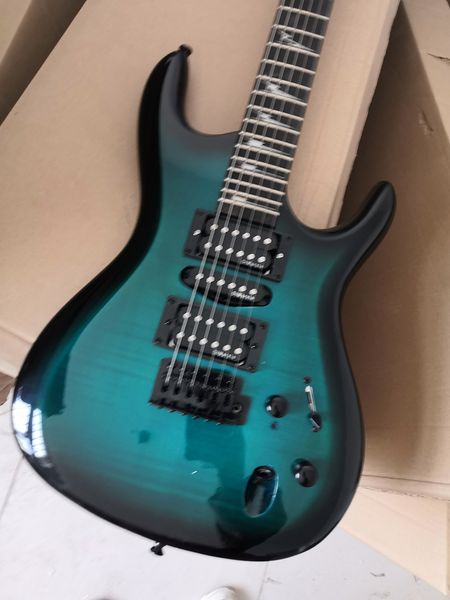 

6 strings blue electric guitar with 24 frets flame maple veneer