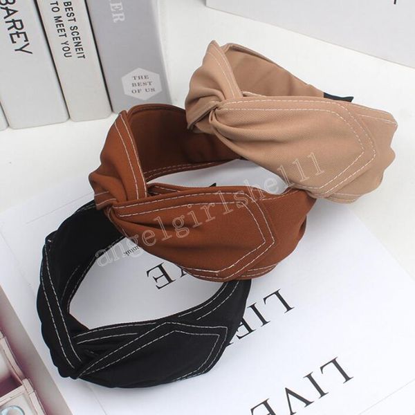 

fashion women headband big bowknot hairband wide side turban solid color headwear girls hair accessories, Slivery;white