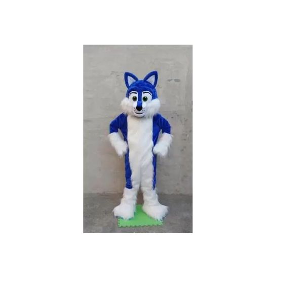 Halloween Deluxe Blue Husky Cão Mascote Traje de Alta Qualidade Cartoon Blue Wolf Anime Tema Caráter Christmas Carnaval Festa Costumes