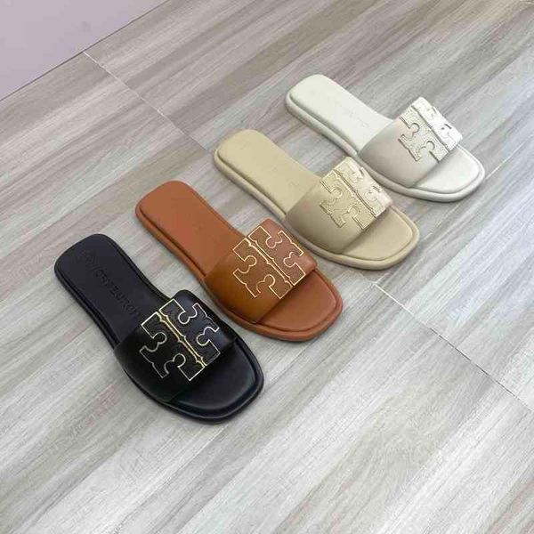 

designer t0ryss slippers european american comfortable flat versatile beach atmosphere round, Black