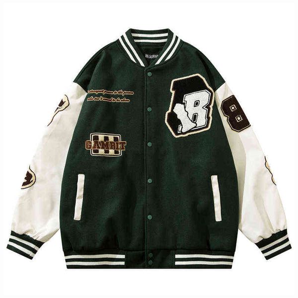 Heißer Verkauf Hop Streetwear Hip Baseball Jacke International Chess Stickerei Patchwork Harajuku Mantel Vintage Übergroße Varsity Jacken