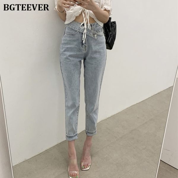 

fashion mid waist button fly women jeans straight denim jeans for women streetwear female denim pants autumn y200417, Blue