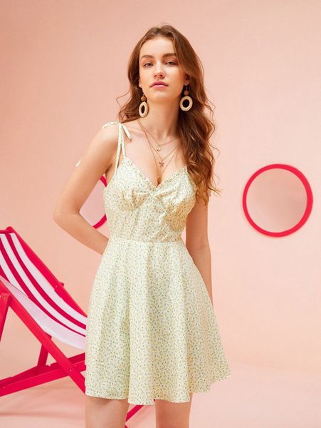 

x viktoriiavkart allover print knot shoulder dress o1e3#, Black;gray