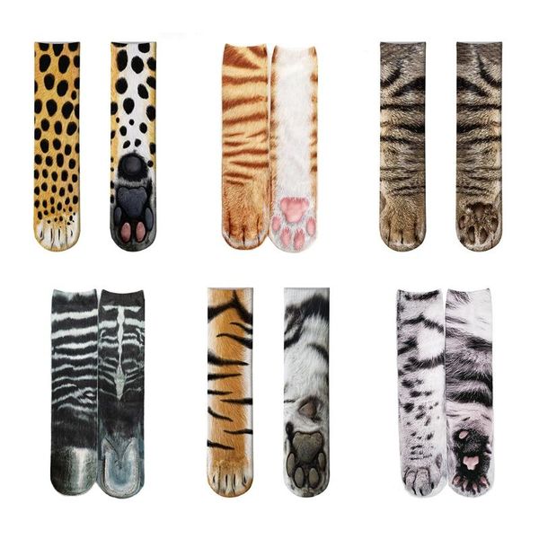 Erkek Çorap Çifti Hayvan Mürettebatı Unisex Yetişkin 3D Baskı Kitty Tiger Zebra Leopar Komik Yenilik Çorapları Kadınlar İçin Erkek Hediyeler M6cdmen'in Erkekleri '