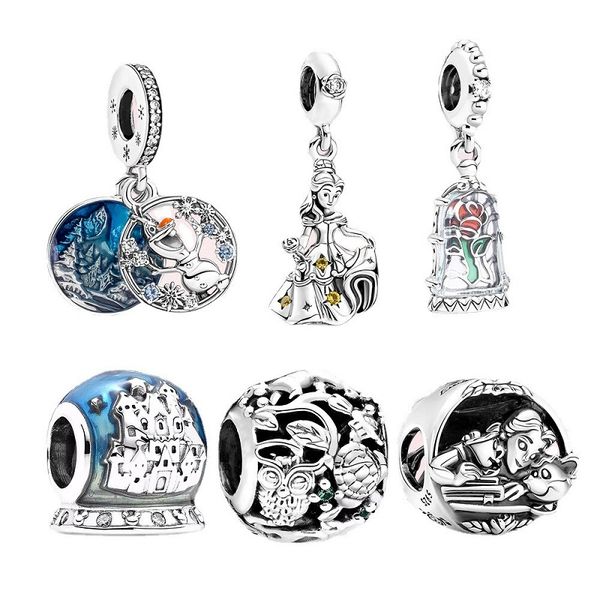 

fits pandora bracelets princess castle european charms silver charm bead loose beads for wholesale diy european sterling necklace jewelry, Black
