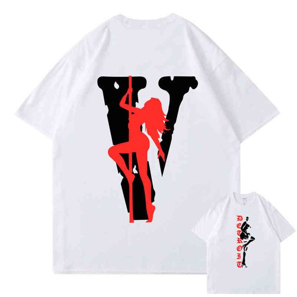 

2022 men letters shirt cotton streetwear women's short sleeve brand tshirt dancing girl dance, White;black