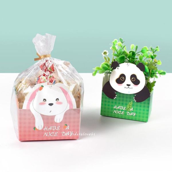 Embrulhe o presente coreanos de desenho animado panda quadrado biscoito de embalagem de embalagem Candy Candy Chocolate Boxgift