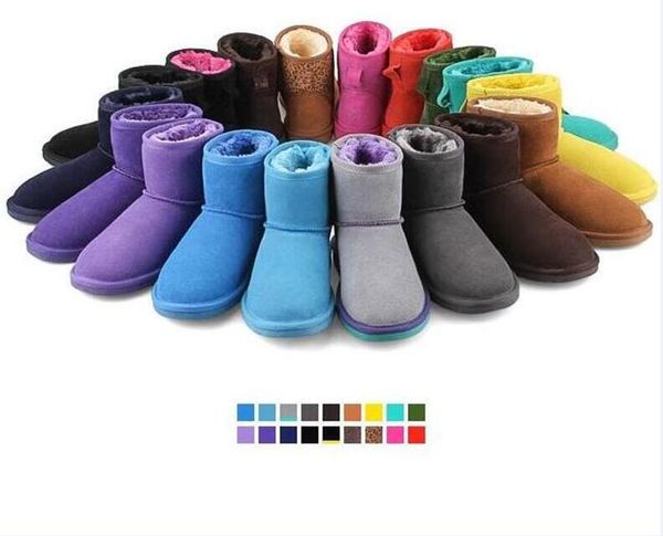 

classical short mini 5854 women snow boots keep warm boot cowskin sheepskin womens booties winter shoes 15 color with dustbag card christmas, Black