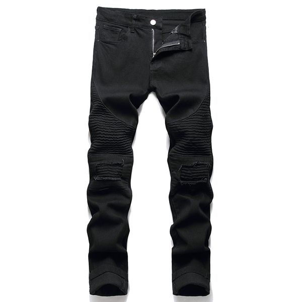 2022 Новые черные уличные велосипедные джинсы Мужская слабая модная растяжка скипированные джинсовые брюки уличная одежда Vaqueros de Hombre