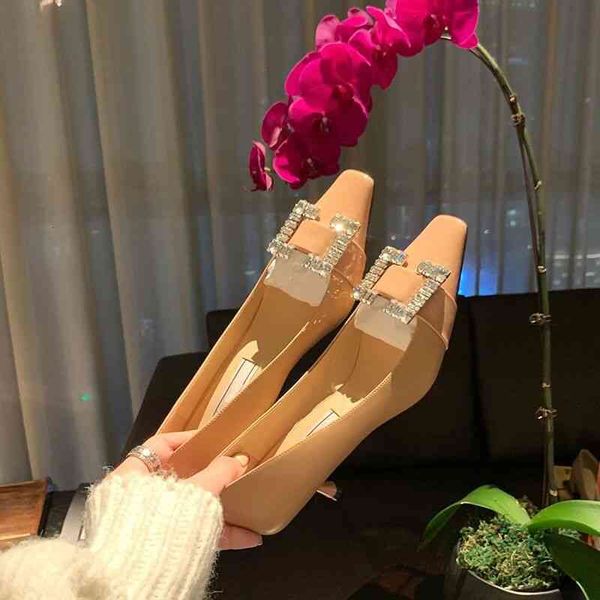 

dress shoes designer luxury spring style small fragrance square head patent leather mary jane buckle shallow mouth thin, Black