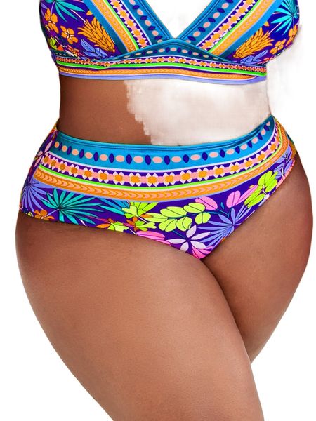 

plus floral print bikini bottom s86r#, Black