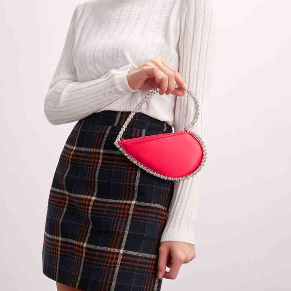 

evening bag heart shaped diamond clutch bag for women 2022 chic metal handle rhinestone shiny sequin wallet female wedding handbags 220622
