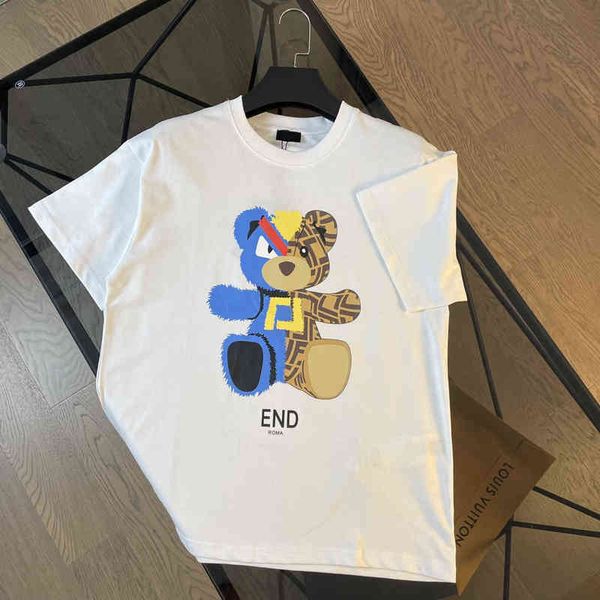 

family spring new lovers' color blocking violence casual neck t-shirt unisex, White