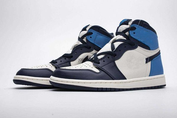 

jumpman 1 high og obsidian university blue shoes outdoor sneakers sports with original box