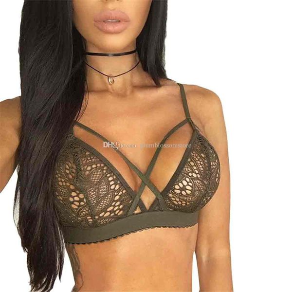 Mulheres Sexy Cultivas Tops Bras Lingerie Lingerie Floral Sheer Lace Bra Top Sem costura Bralette Cropped Feminino Underwear Atacado