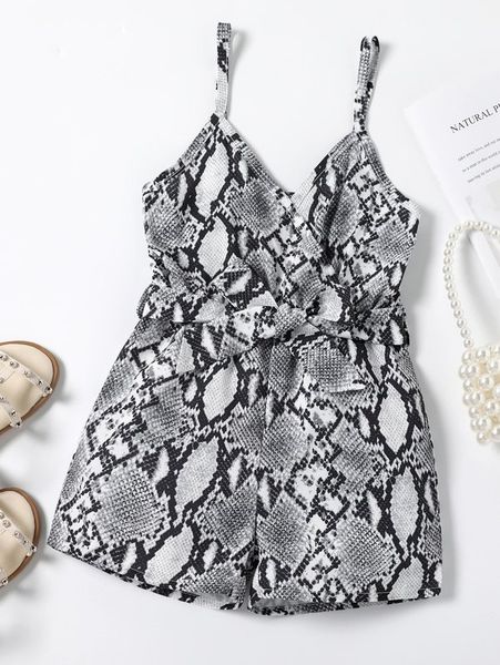 

toddler girls snakeskin print belted cami romper she, Blue