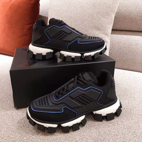 

brand luxurious men's sports shoes cloudbust thunder sneakers men knit fabric technical eyestay casual walking light mesh outdoor runne, Black