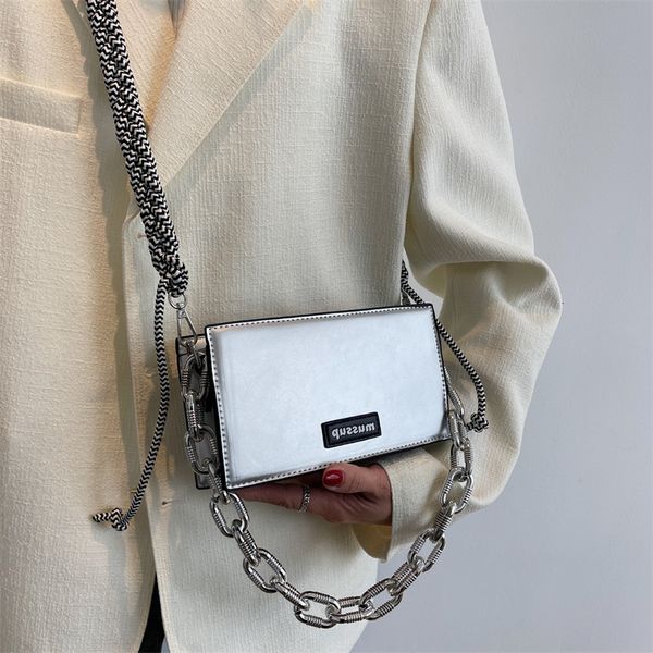 

designer bags women 2022 new high-grade texture niche design silver small square ballet single shoulder messenger chain due to fog