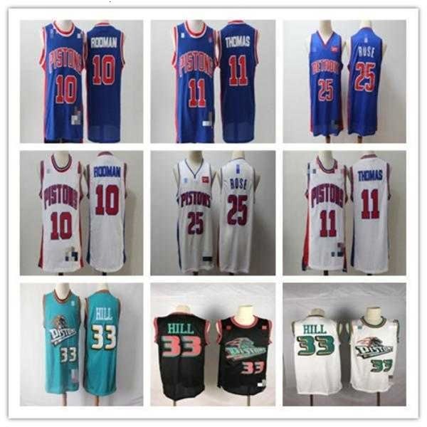 

xfl20 mens rdetroit rpistons r33 grant rhill 11 isiah rhomas 10 dennis rrodman 25 derrick t rrose basketball jerseys, Black