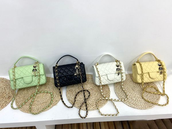 

22ss mini flip bag sheepskin classic tie dyed quilted diamond lattice gold metal pendant chain shoulder bag designer luxury women's han
