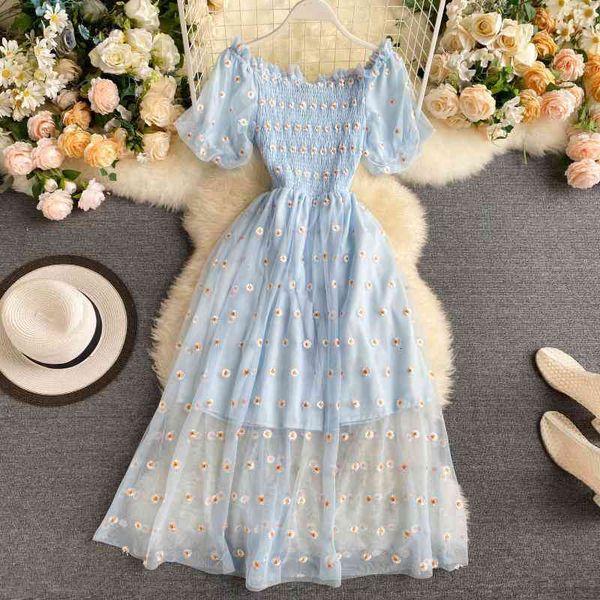 

casual dresses little daisy dress women's summer chic super fairy sweet mesh gentle wind long skirt in2m, Black;gray
