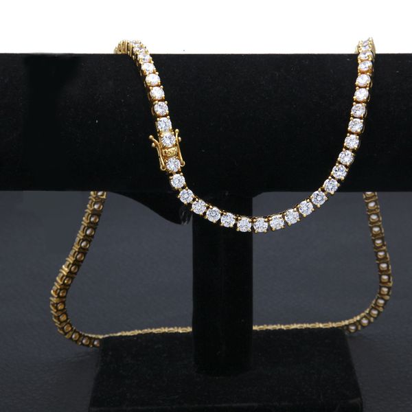 Nuovi uomini classici Designer Collana Hip Hop Versatile Semplice alta qualità Diamante Tennis Catena d'oro Moda Collane belle 3mm 4mm 5mm Commercio all'ingrosso con scatola