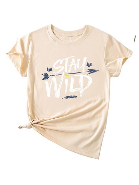 

arrow & slogan graphic tee 028l#, White