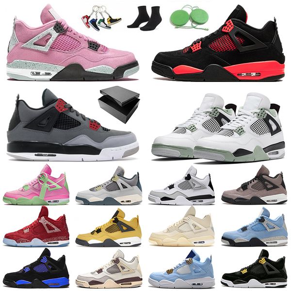 

men trainers 4s jumpman 4 authentic basketball shoes military black cats seafoam sneakers sports white oreo red thunder sail game craft infr