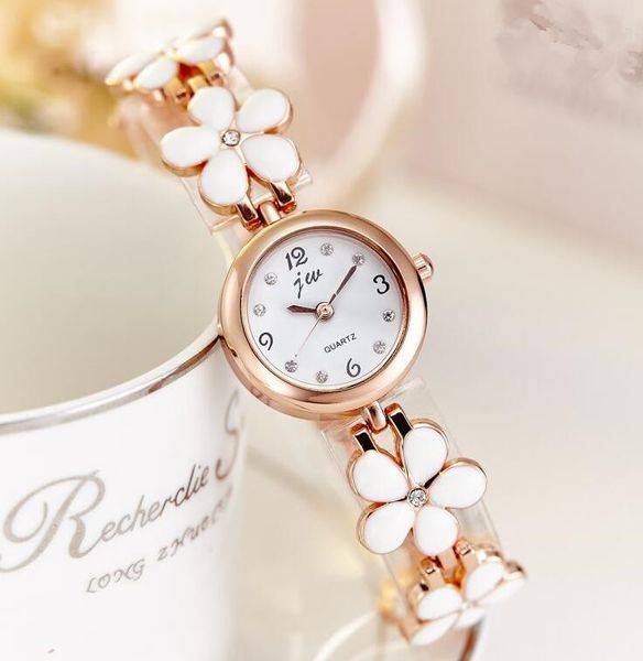 

blossom watches women small gold bangle bracelet luxury stainless steel ladies quartz wristwatch flower leaf casual women dress colck, Slivery;golden