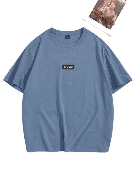 

men patched detail crew neck tee l1at#, White;black