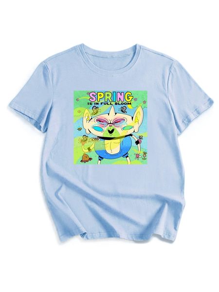 

romwe x moldazor cartoon graphic tee v6c0#, White