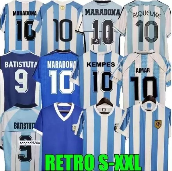 

retro 1986 argentina soccer jersey maradona caniggia 1978 1996 football shirt batistuta 1998 riquelme 2006 1994 ortega crespo 2014, Black