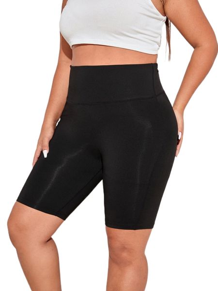 

plus wideband waist sports shorts 37aq#, Black