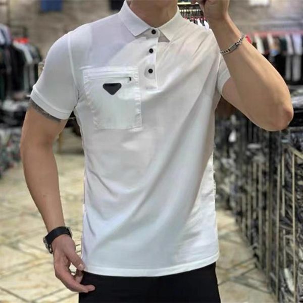 

2021 mens polos shirt brand classic tshirt men designers tees embroidery short sleeve summer lapel stripe solid color chest letter272d, White;black