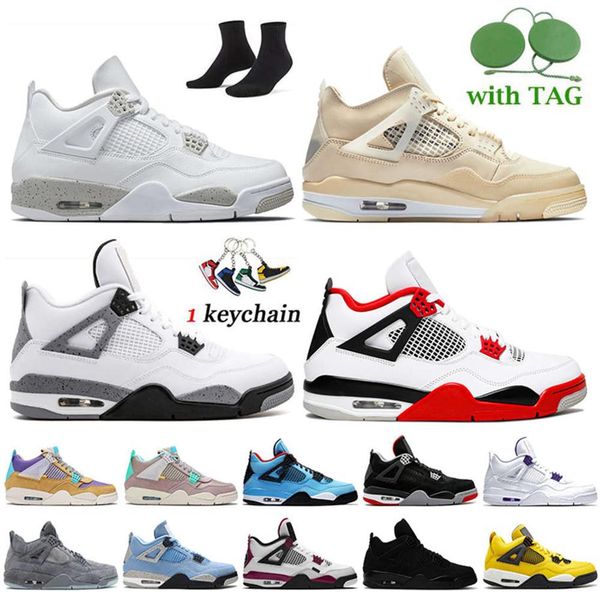 

4 fire red 4s basketball shoes women men white oreo cement taupe haze university blue psgs bred courtsneakerv2278i, Black