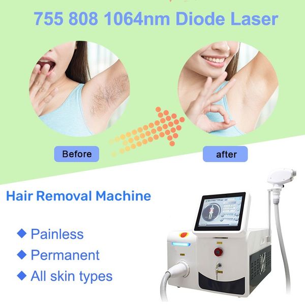 

diode laser hair removal painless face body laser machine portable hairremoval beauty equipment 755 808 1064nm 3 wavelength skin rejuvenatio, Black
