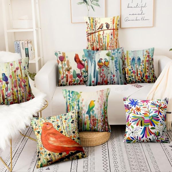 Yastık/dekoratif yastık soyut mürekkep kuş baskılı yastık kılıfı aşk sanat yastık dekoratif ev dekor kanepe atma yastıkları 45 45cmcushion/deco