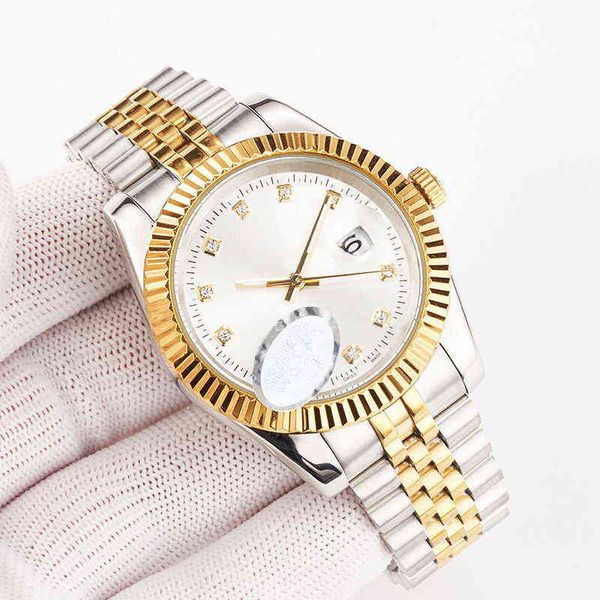

huiya06 watches automatic mechanical watch mens 36/41mm 904l steel watch ladies 28/31 quartz movement blue green luminous gold dial sapphire, Slivery;brown