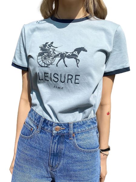 

dazy letter & figure graphic ringer tee 10fp#, White