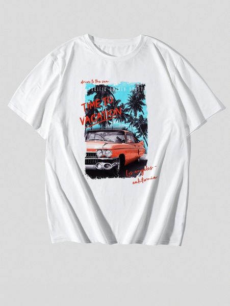 

men car & slogan graphic tee q12y#, White;black